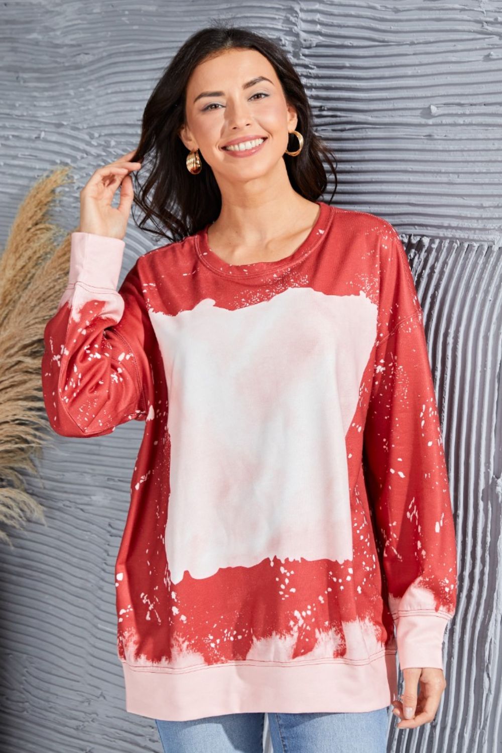 Tie Dye  Round Neck Long Sleeve Sweatshirt