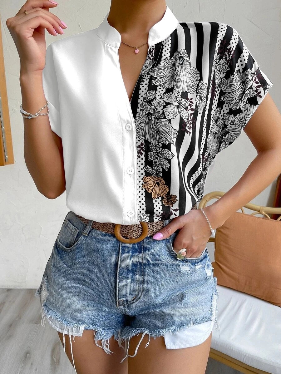 Contrast Color Buttoned Shirt