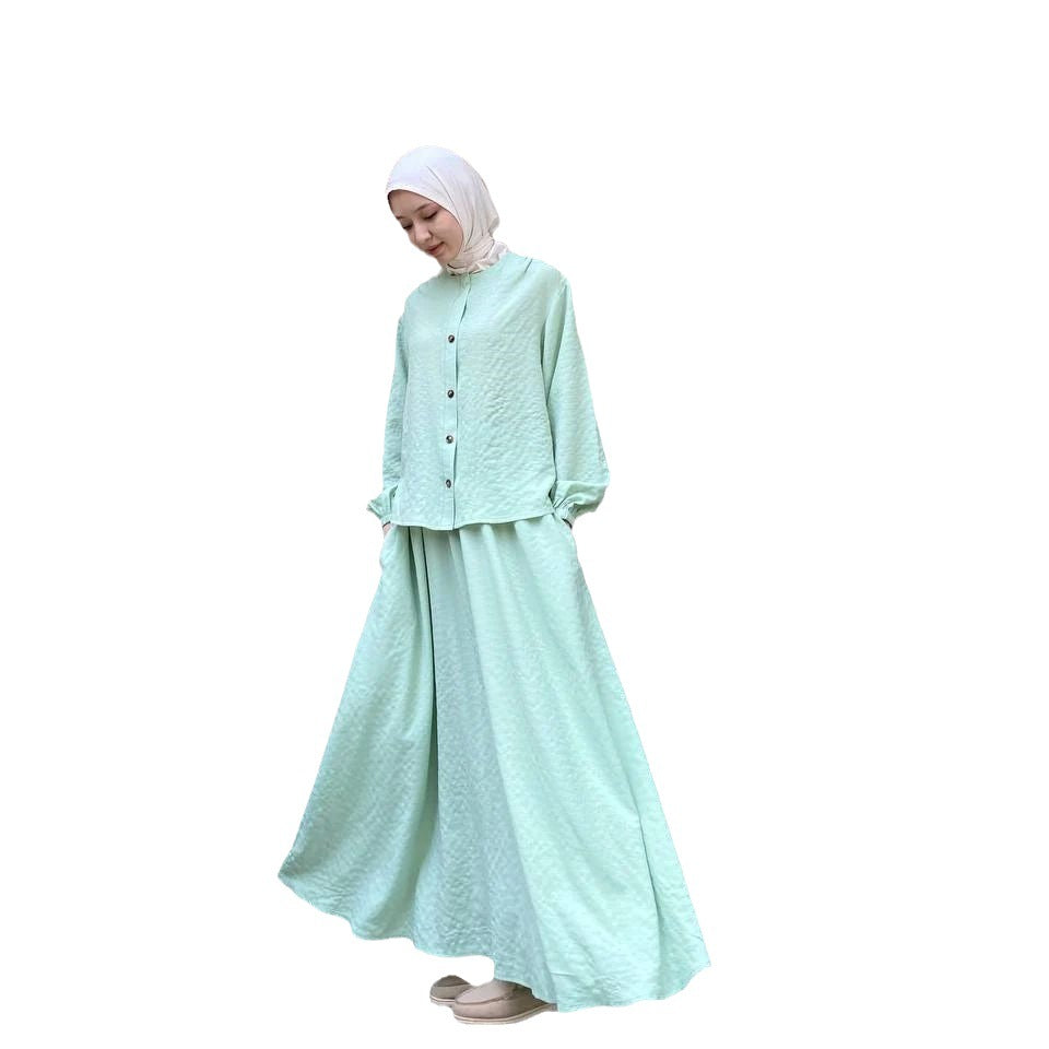 Foreign Trade Women's Clothing Muslim New Fashion Long Sleeve Skirt Suit