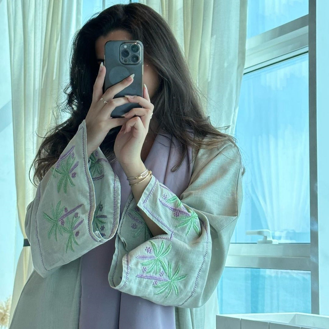 Robe cardigan brodée à la mode arabe de Dubaï et saoudienne