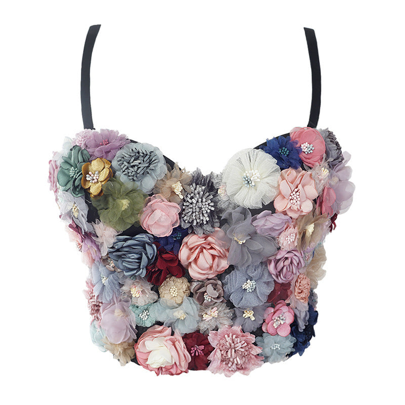 Three-dimensional Flower Sling Corset Wrap Bra