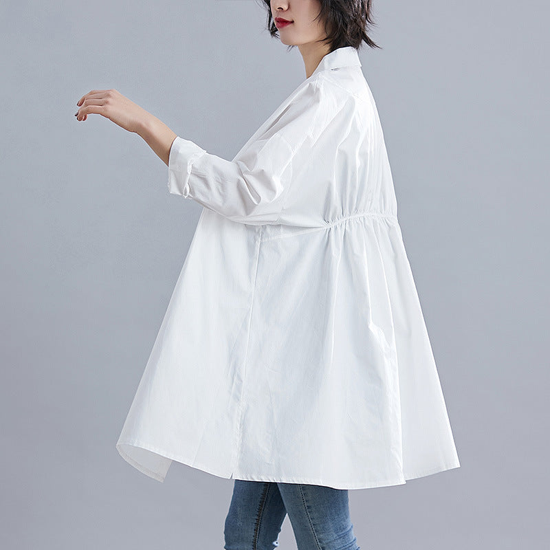 Art show thin loose casual long cotton shirt