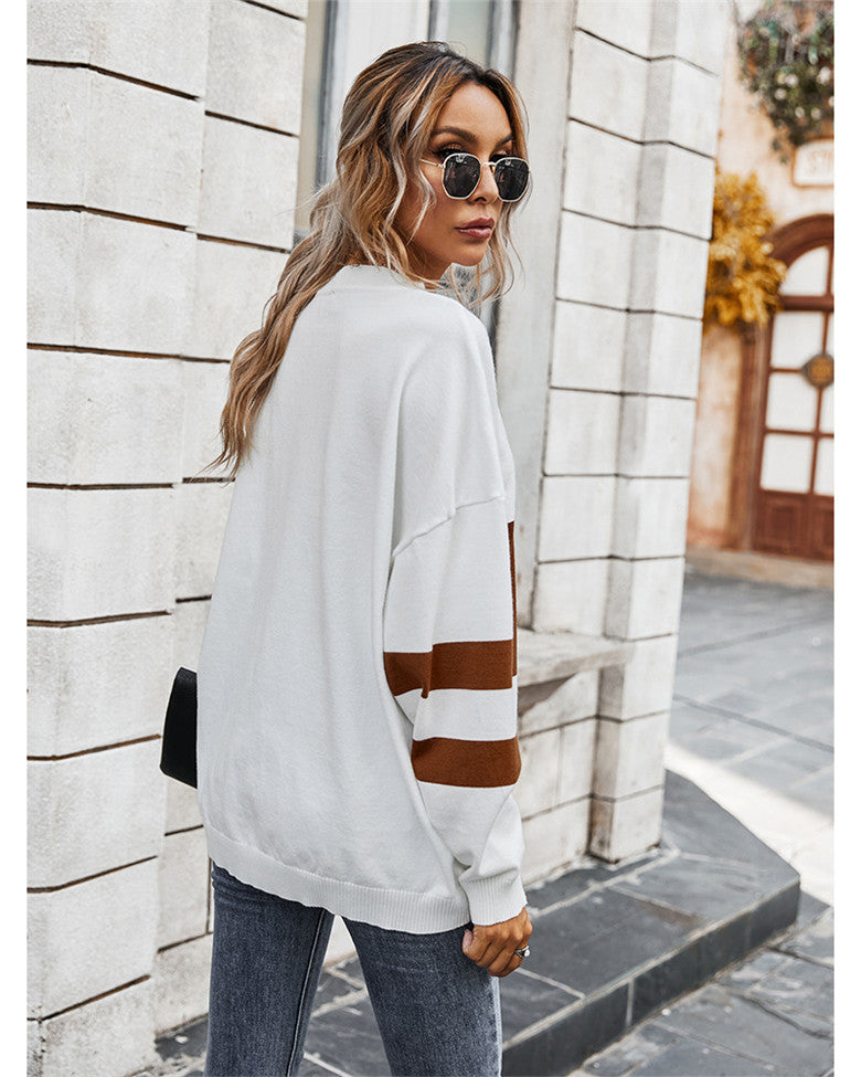 Autumn Stitching Irregular Loose Women Sweater