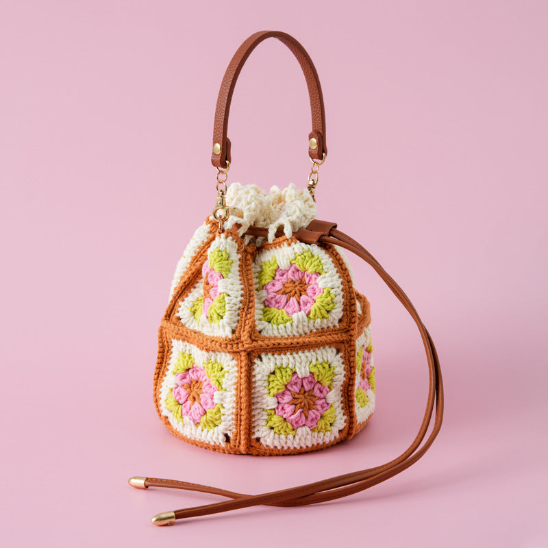 Drawstring Woven Xuefei Thread Crocheted Kaleidoscope Handbag