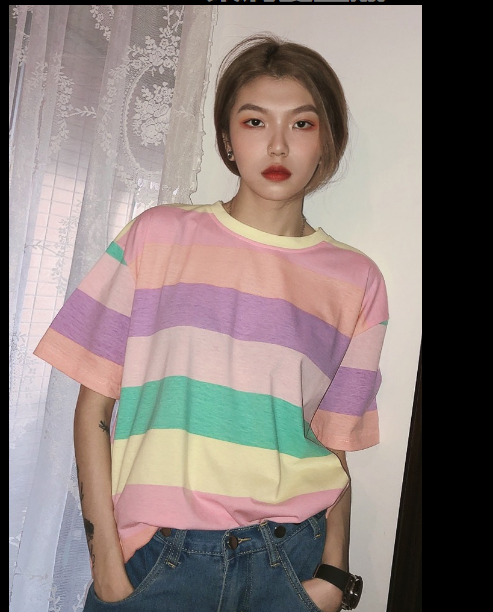 Wind rainbow striped t-shirt