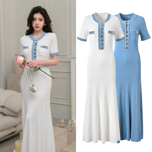 Women's Fashion Button Long Knitted Dress