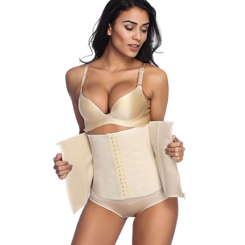 Corset en latex naturel double couche à 3 boutons + fermeture éclair