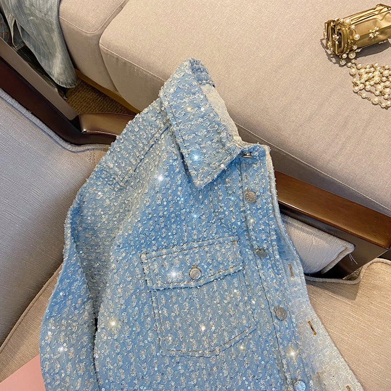 Women's Loose Casual Sequin Short Jacket