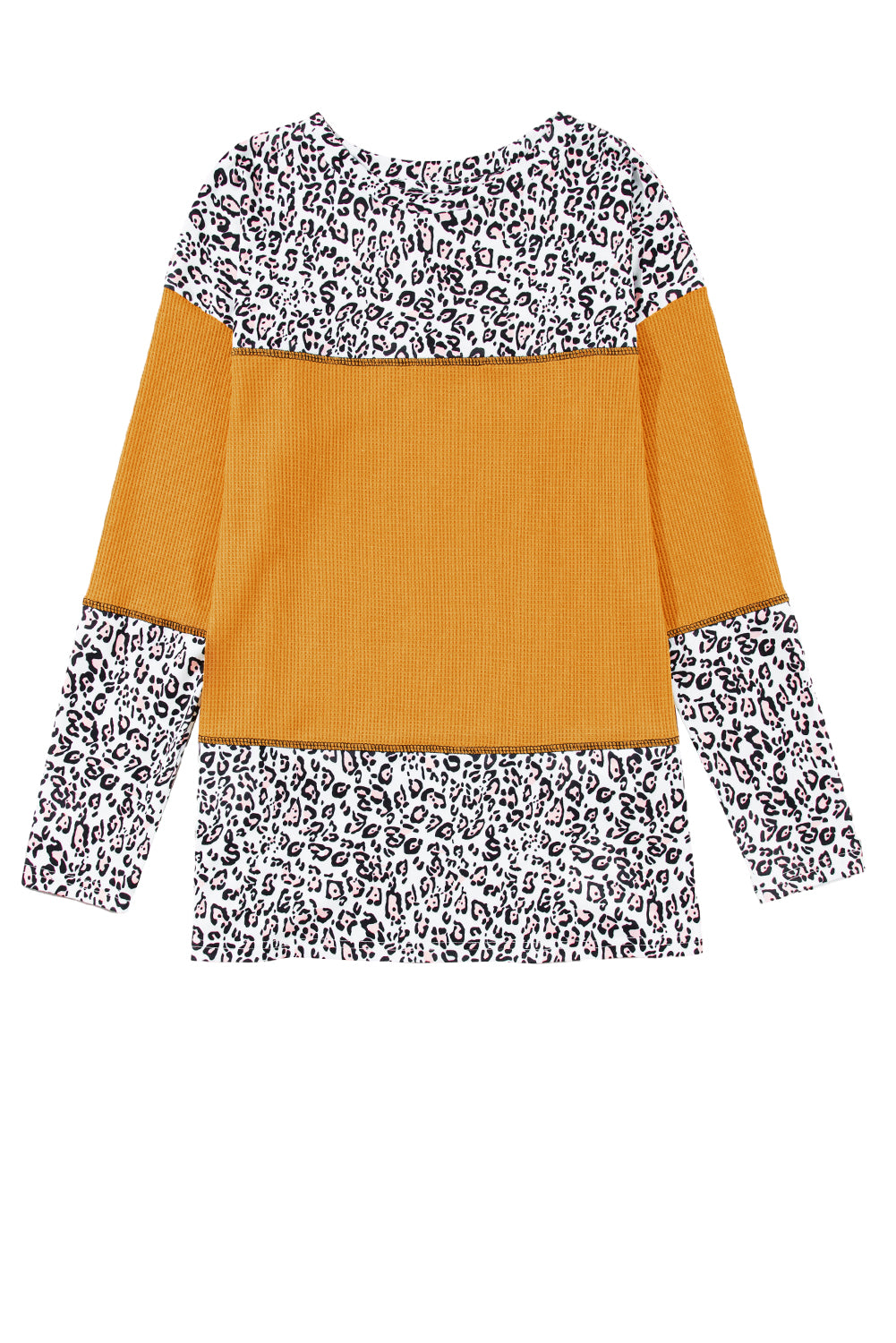 Top de patchwork de punto gofre con estampado de leopardo naranja Vitality