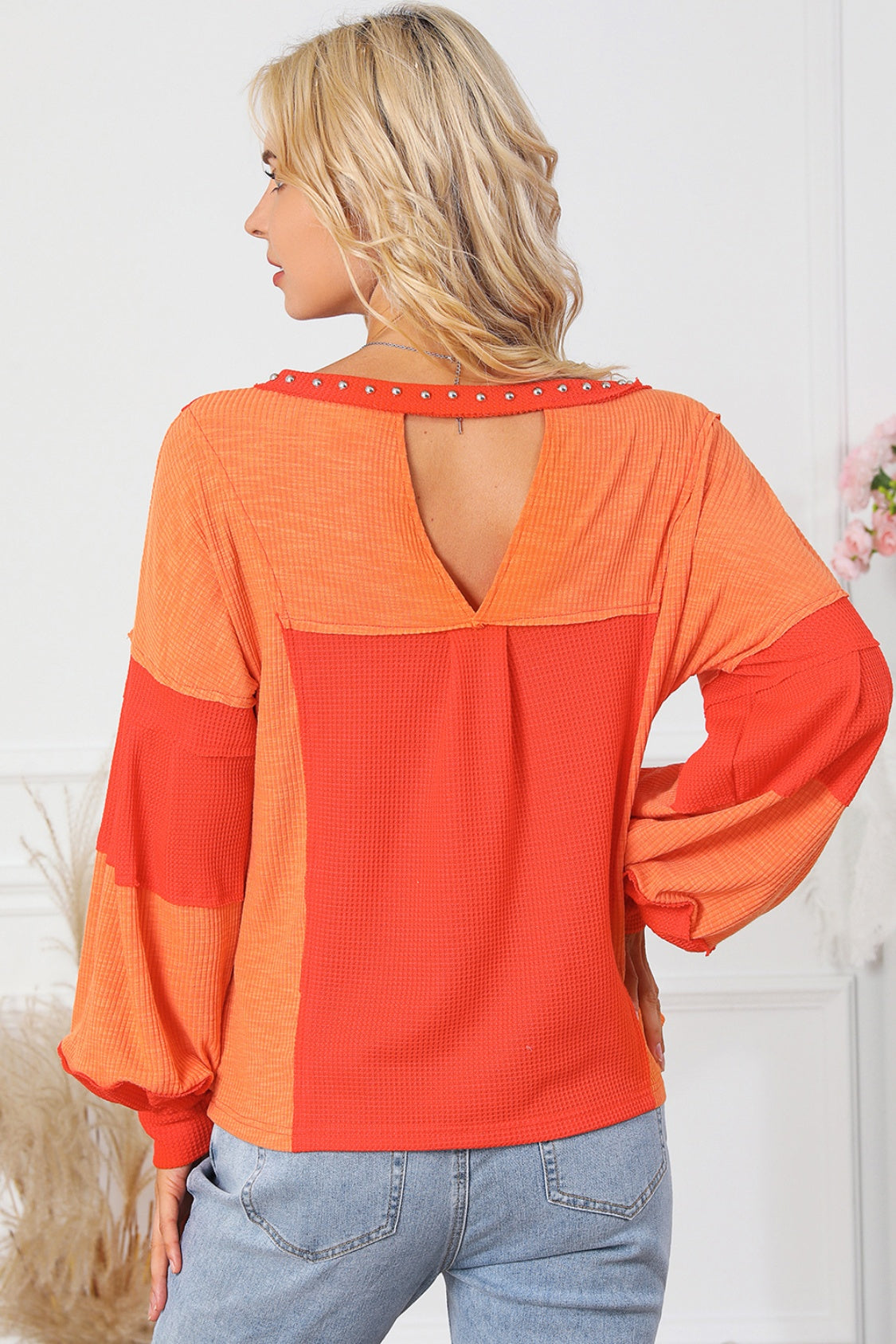 Color Block V-Neck Top