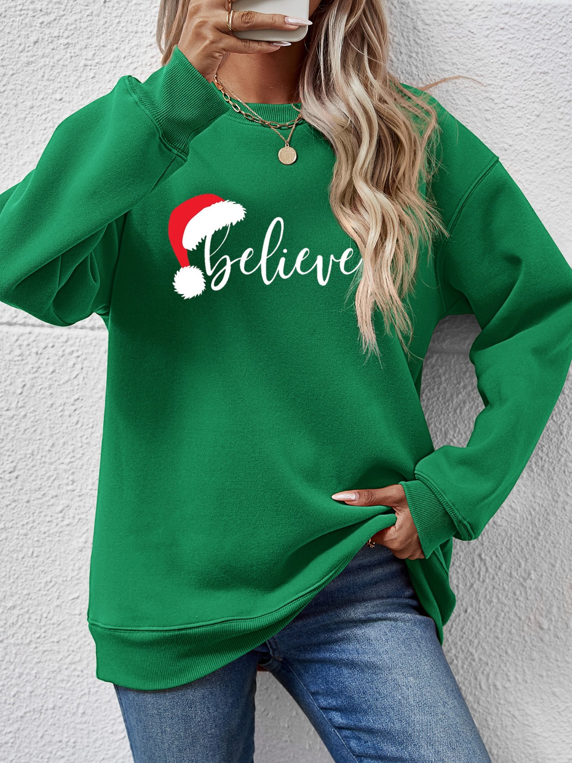 BELIEVE Sweat-shirt graphique à manches longues