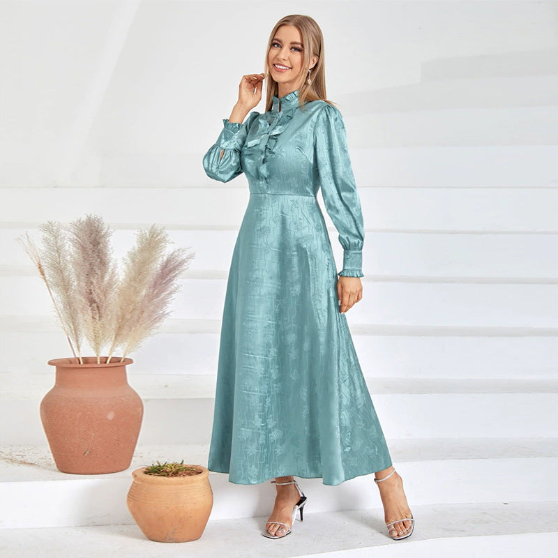 Robe longue décontractée à col roulé, mode automne