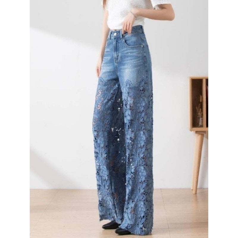 Pantalon à jambes larges taille haute pour femme