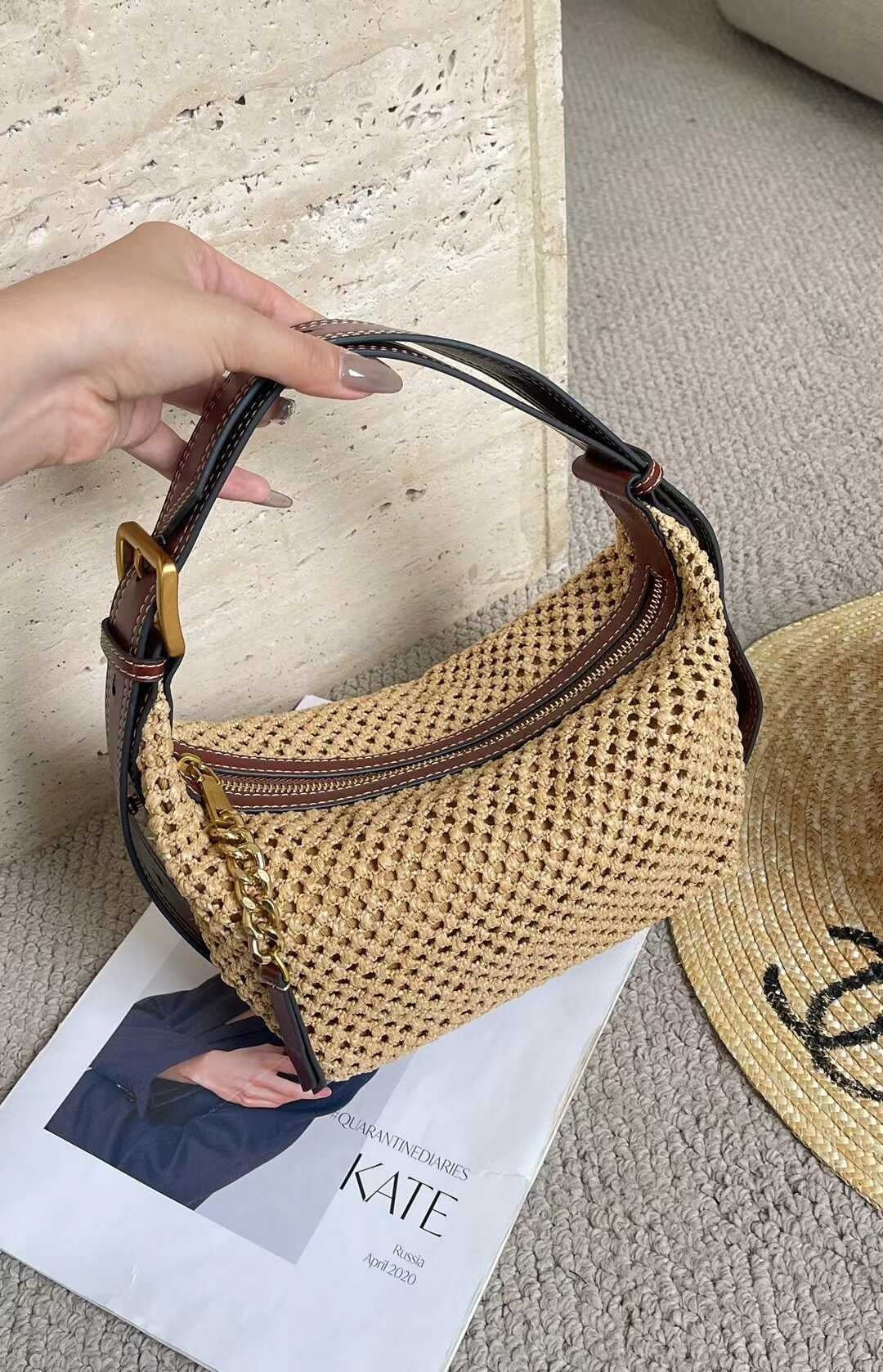 Bag Straw Women's Summer First Layer Cowhide Raffia Woven Bag