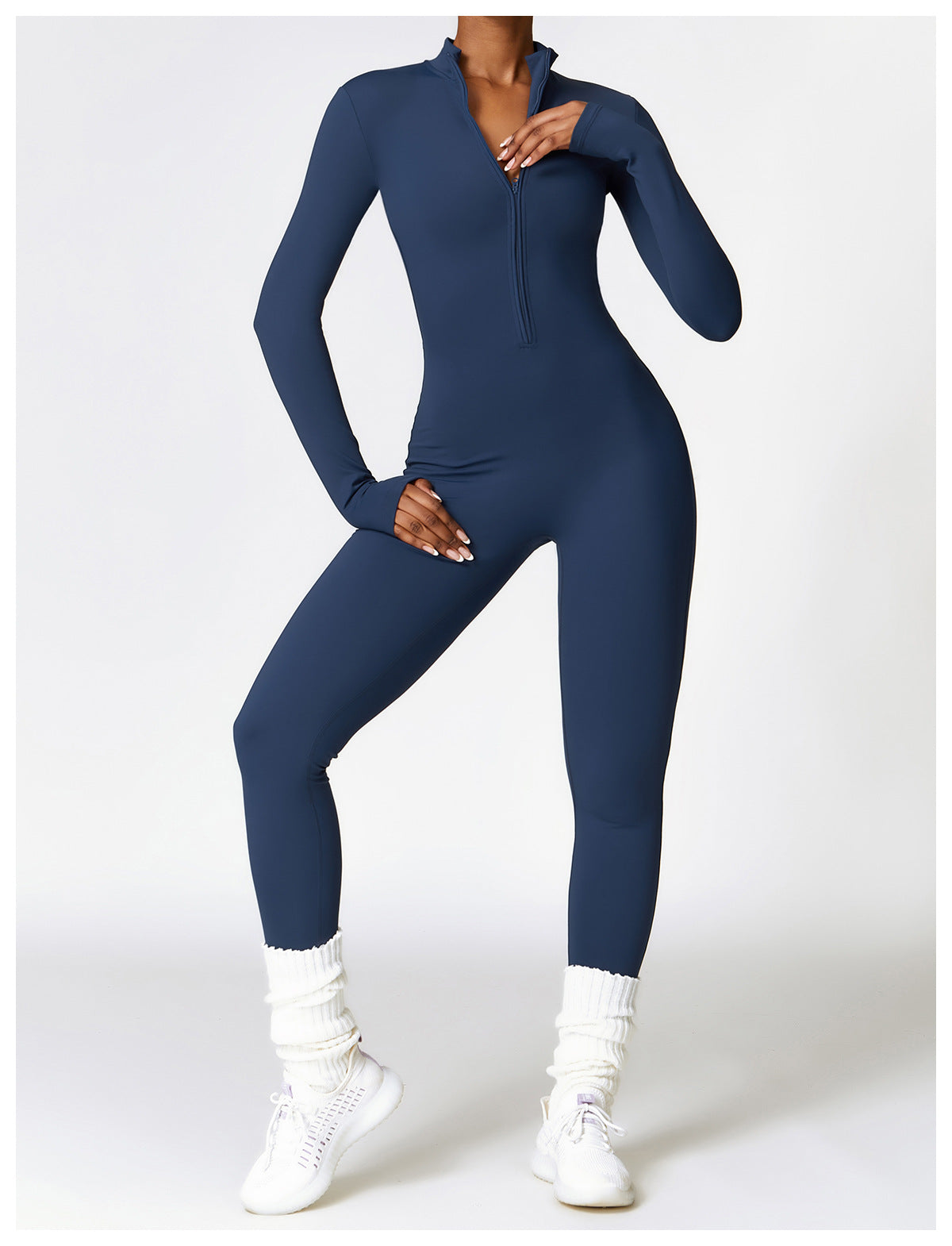 Winter Fleece-lined Yoga Jumpsuit Long Sleeve Warm