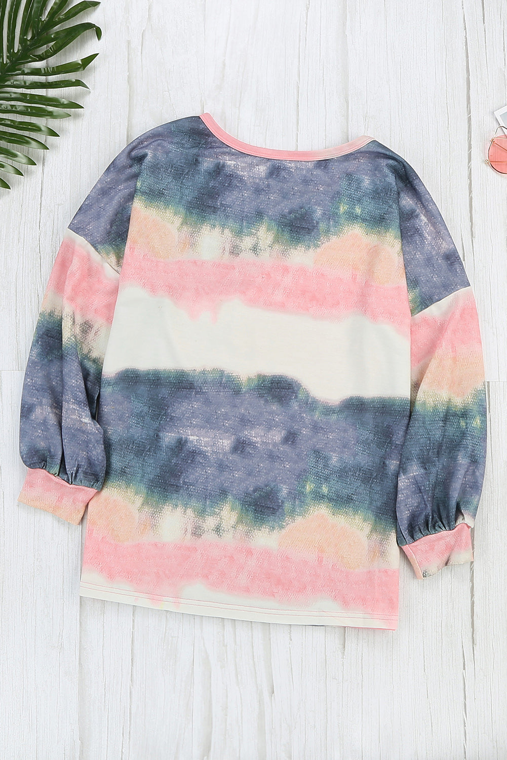 Tie-Dye Drop Shoulder Round Neck Top