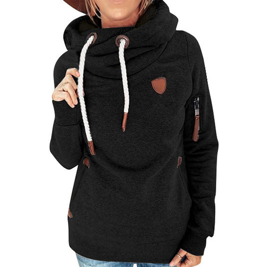 Fashionable Plush Hooded Sweater Women's  New Solid Color