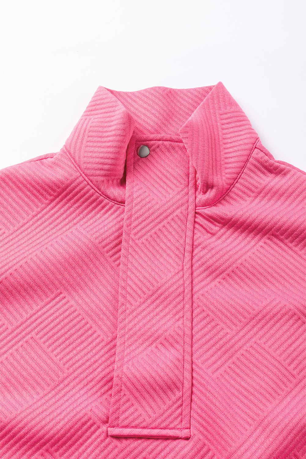 Sudadera con bolsillo de canguro, escote con cremallera y textura rosa brillante