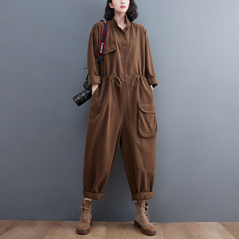 Women's Jumpsuit Retro Art And Versatile Plus Size Loose One-piece Trousers Autumn New Casual Pants