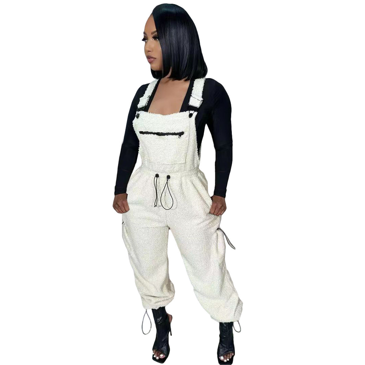 Casual Women's Loose Fashion Drawstring Jumpsuit Bib