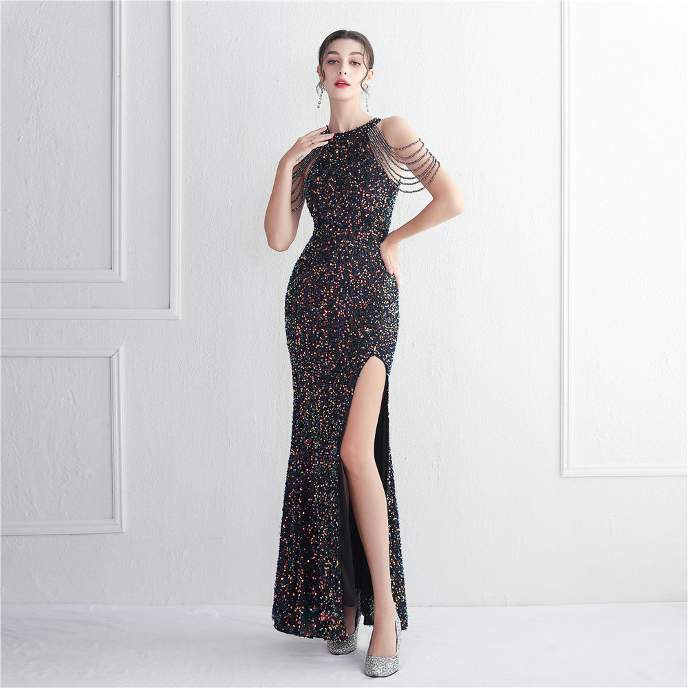 Banquet Temperament Long Backless Evening Gown Dress