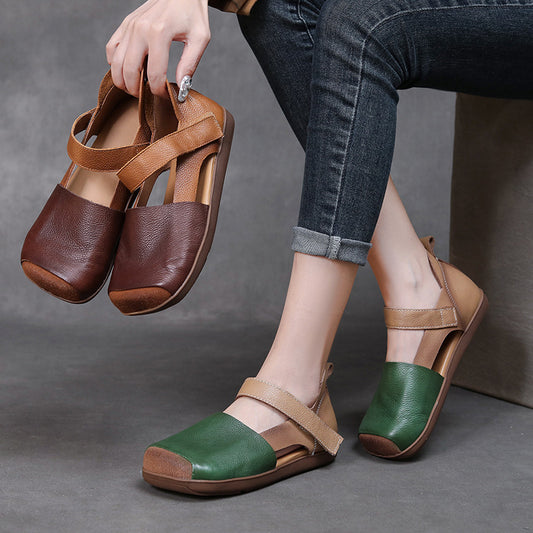 Flat Non-slip Hollowed Toe Box Color Matching Sandals