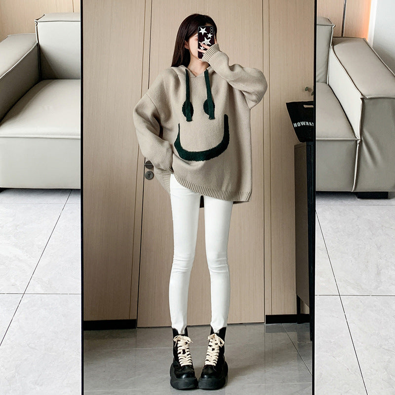 All-match Casual Smile Hooded Sweater