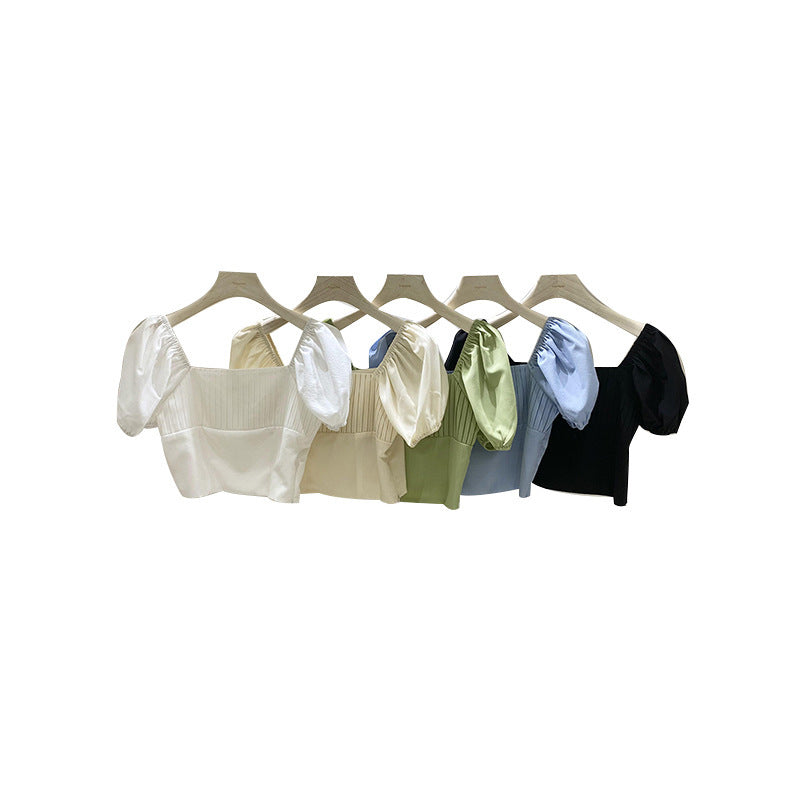 Women's New French Small Square Neck Cropped Shirt