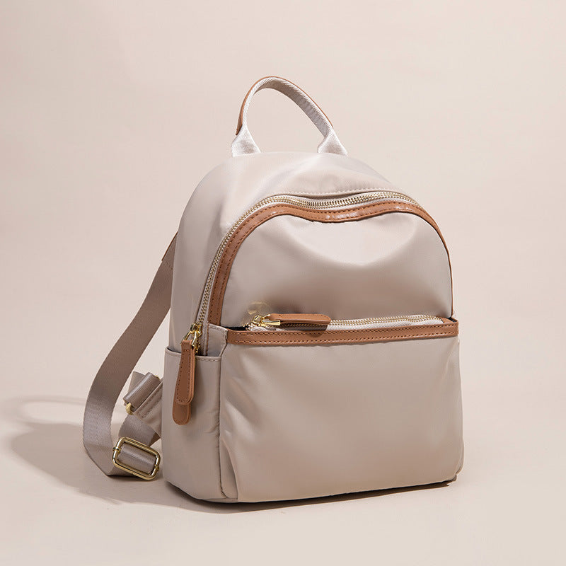 Sac à dos tendance pour femme en tissu Oxford léger et imperméable de couleur contrastée, grande capacité