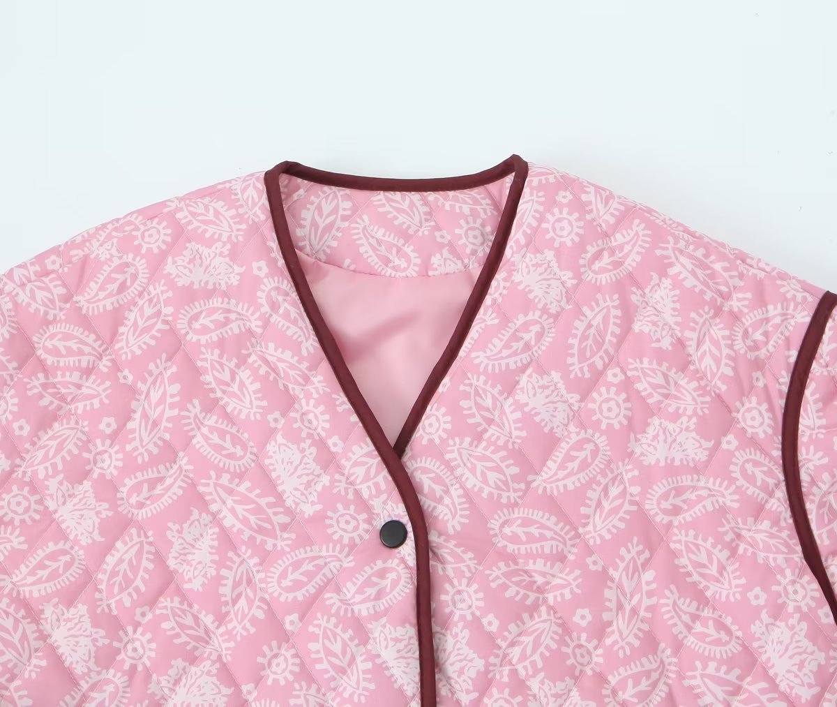 Veste de manteau en coton Patchwork décontracté pour femmes, col en v imprimé, ample et décontracté