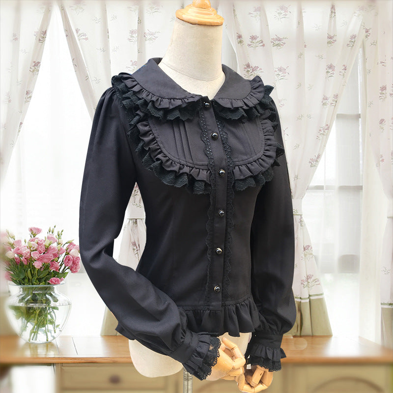 Women's Long Sleeve Slim-fit Sweet Lolita Chiffon Blouse