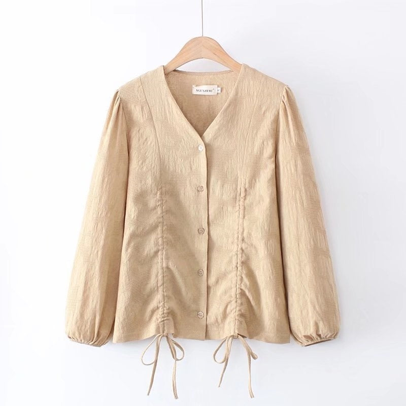 Women's Loose Plus Size Fashion Drawstring Bottoming Shirt Long Sleeve Shirt