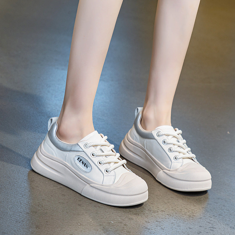 Women's First Layer Cowhide New Single Layer Shoes White Shoes