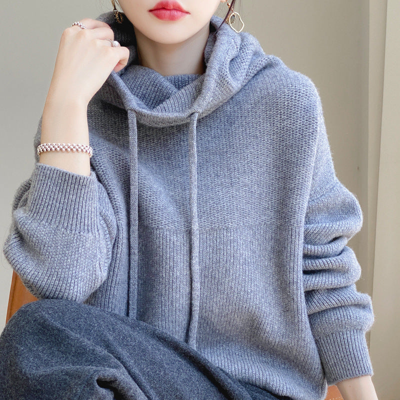 Women's Fashion Loose Cashmere Heaps Collar Sweater