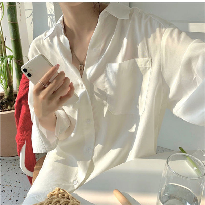 Women's New Casual Solid Color Loose Long Sleeve Shirt