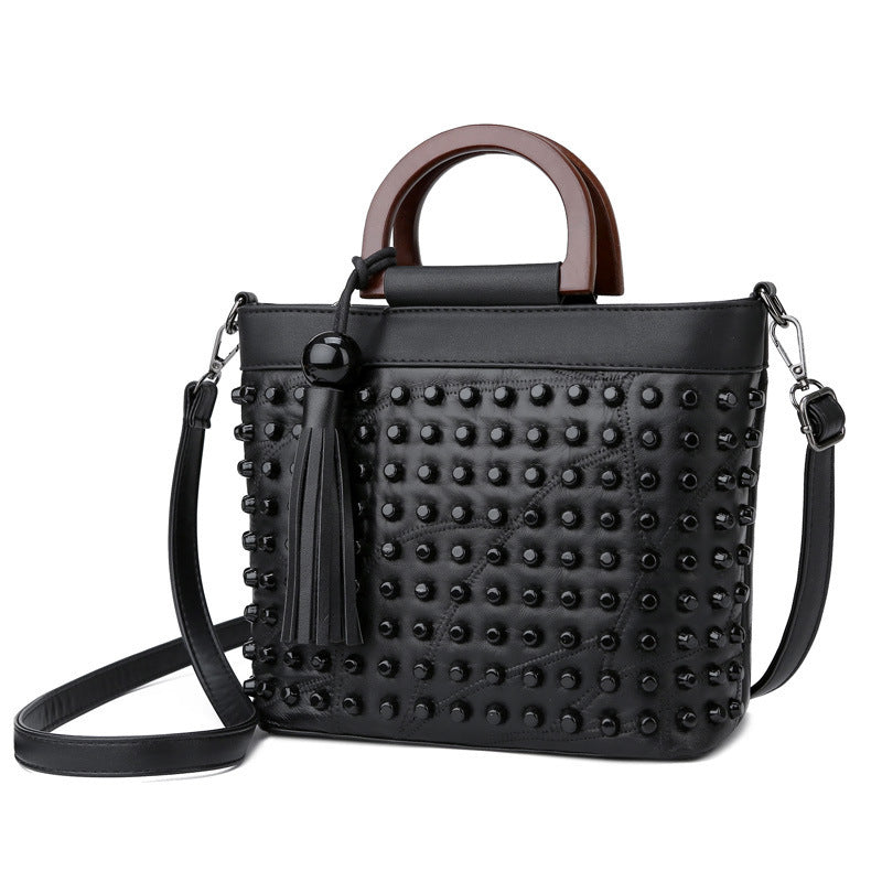 Sac à rivets en peau de mouton personnalisé pour femme