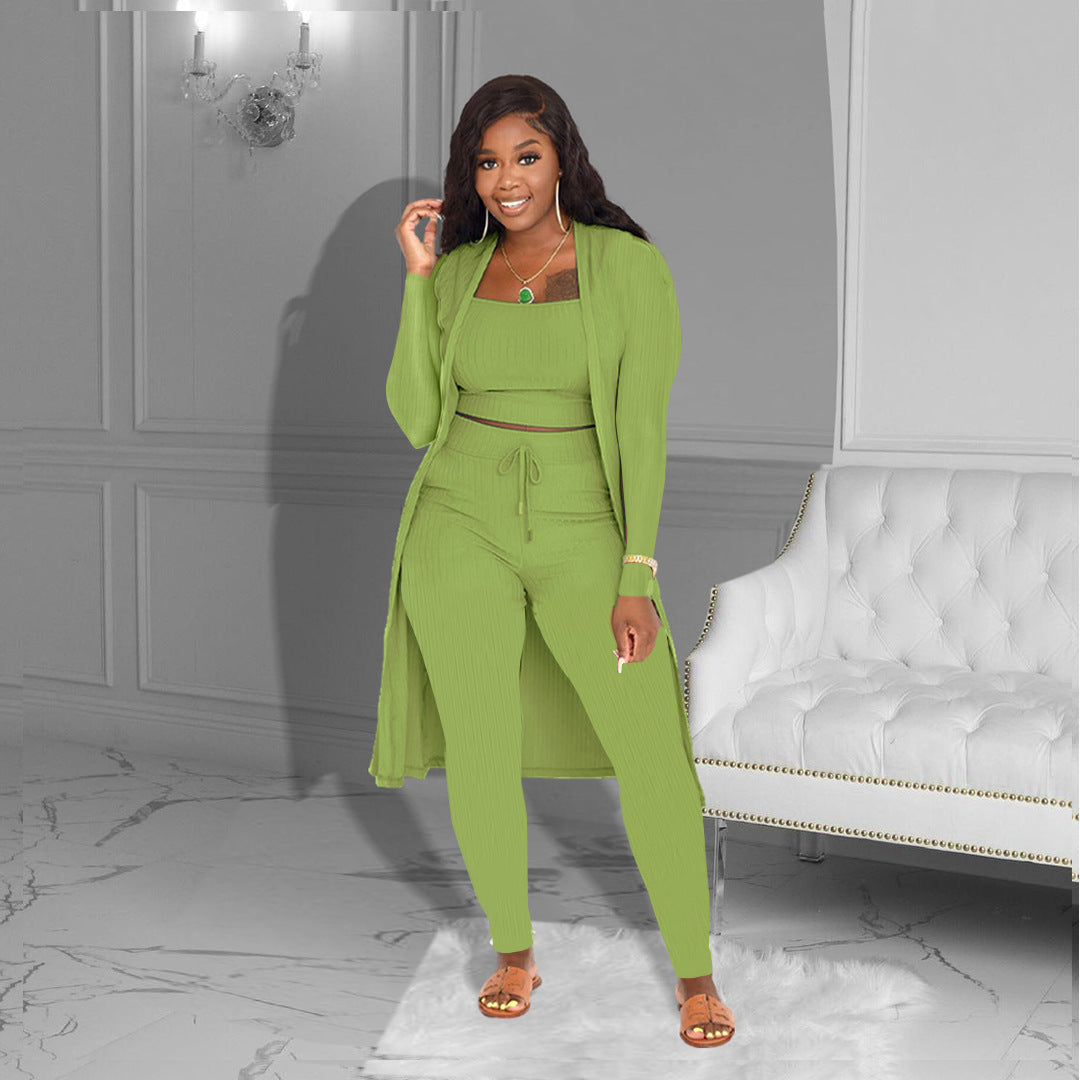 Women's Fashion Solid Color Three-piece Suit