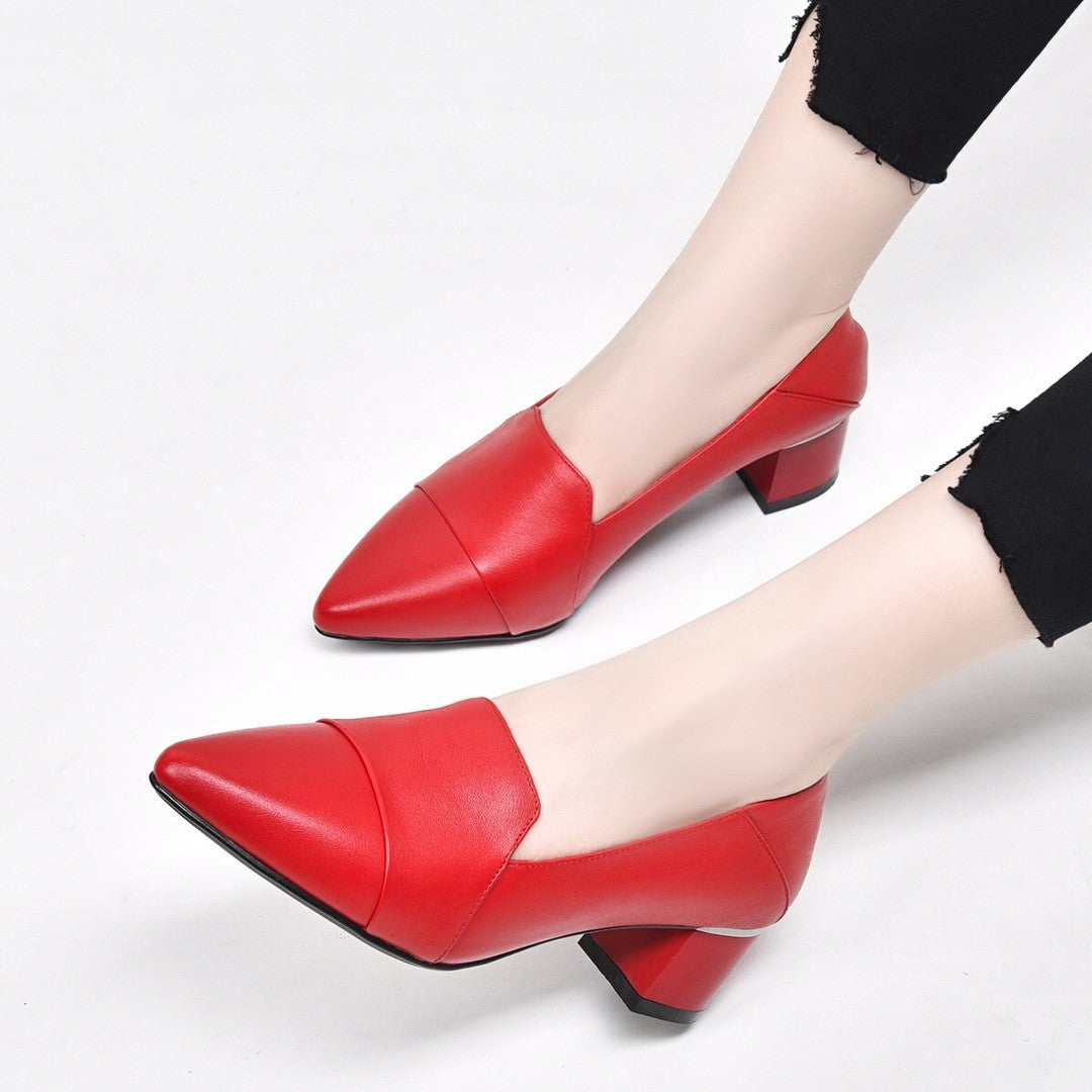 Women's Medium-heeled Shoes Genuine Leather