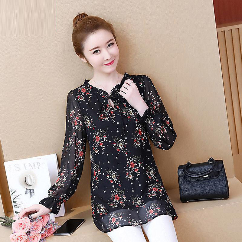 Chiffon Shirt Top Mid-length Bottoming Shirt