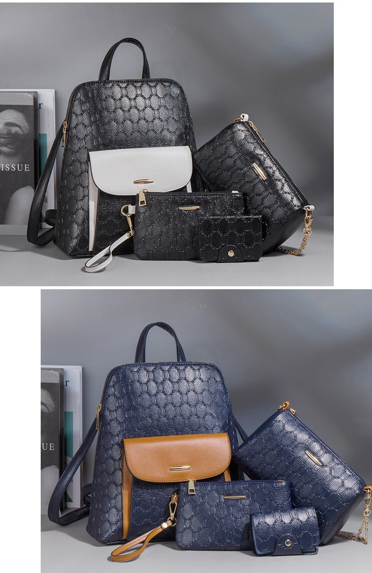 Diagonal Cross Double Shoulder Simple Large Capacity Chain Four Piece Mother's Bag For Women