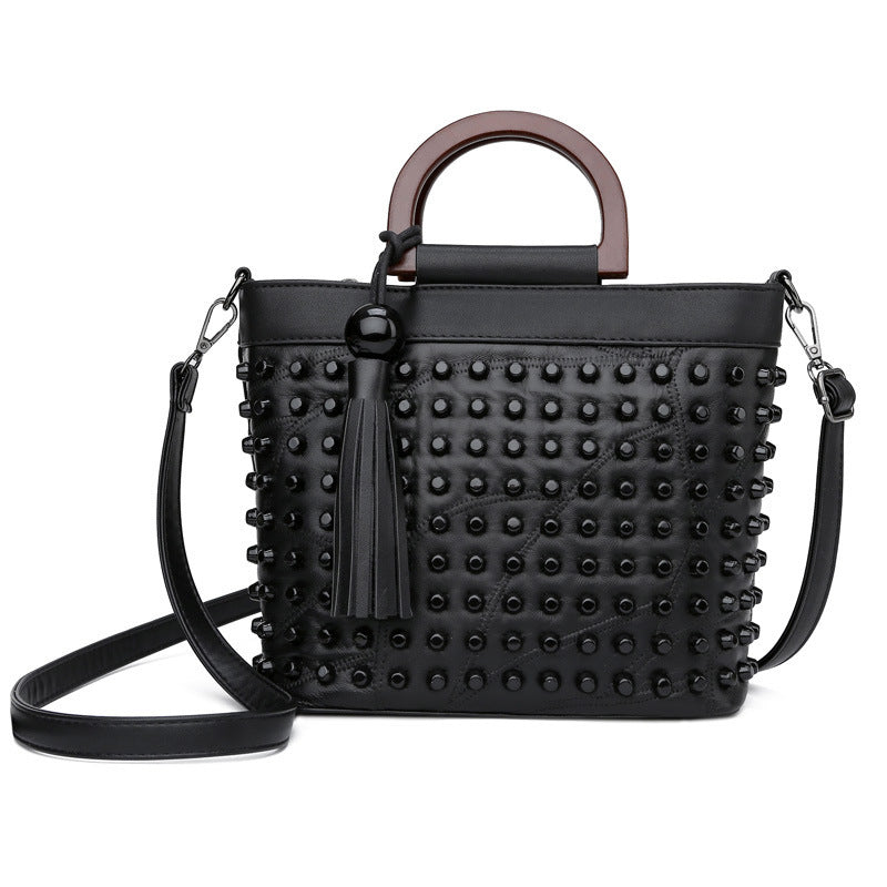 Sac à rivets en peau de mouton personnalisé pour femme