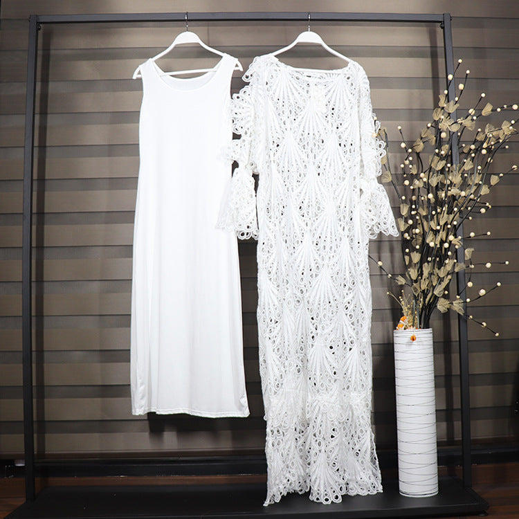 Water Soluble Lace Fashion Plus Size Long Dress