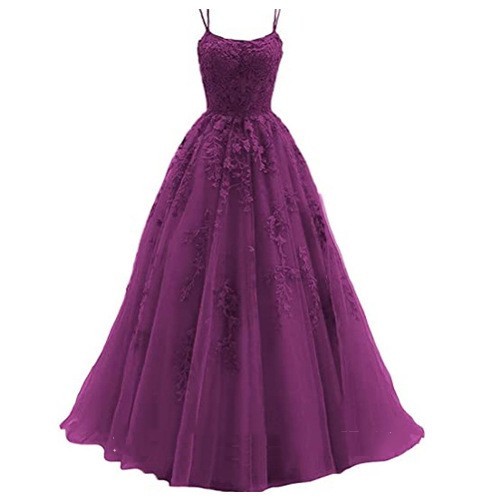 Robe de soirée caraco longue en tulle et dentelle