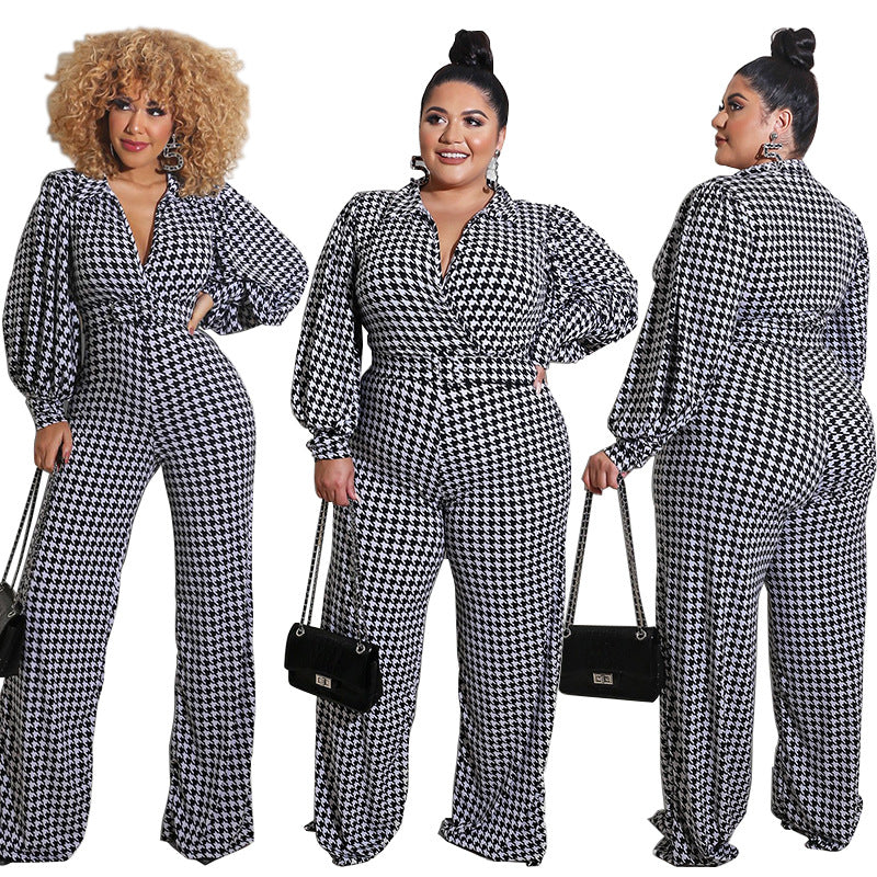 Women's Bubble Sleeve Printed Jumpsuit