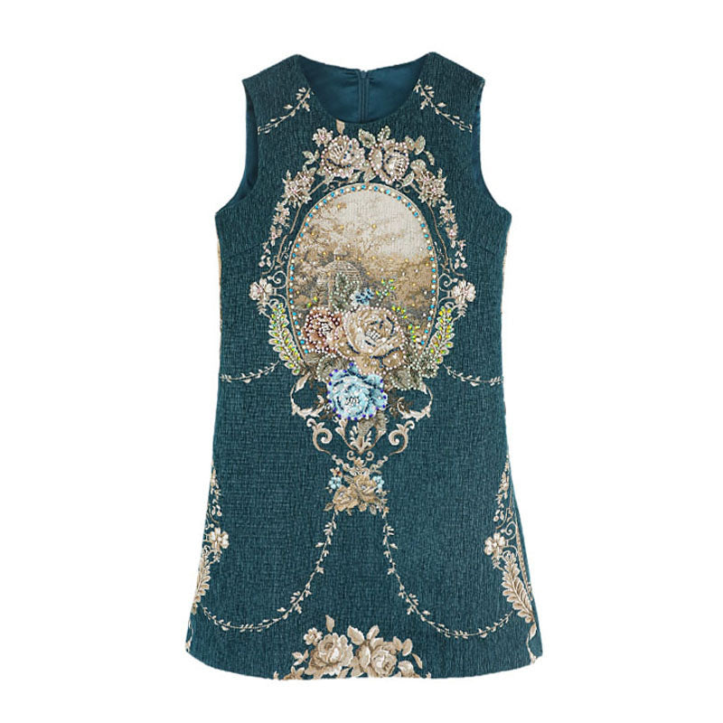 Women's Vintage Embroidered Sleeveless Base Dress