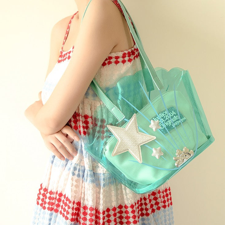 DIY Five-pointed Star Design Splicing Underarm Women's Bag