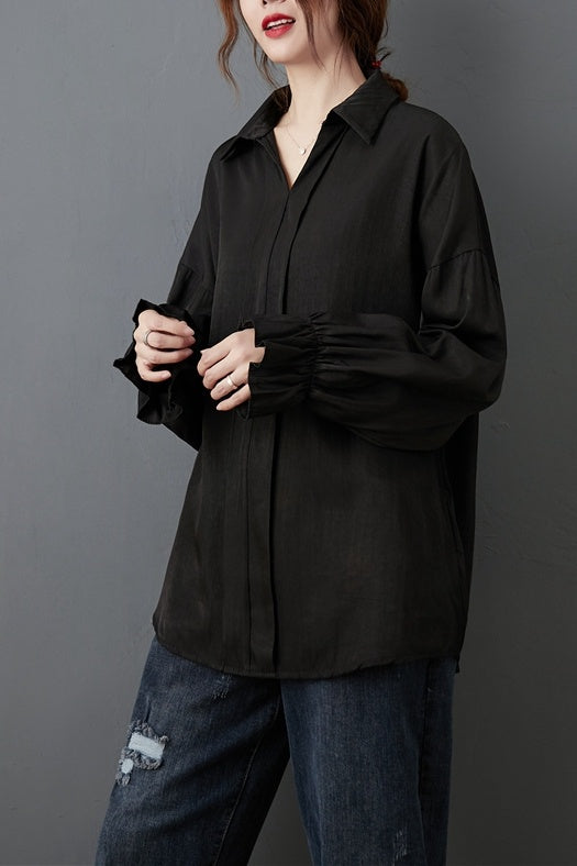 Women's Fat Mm Simple And Loose Slim Long Sleeves