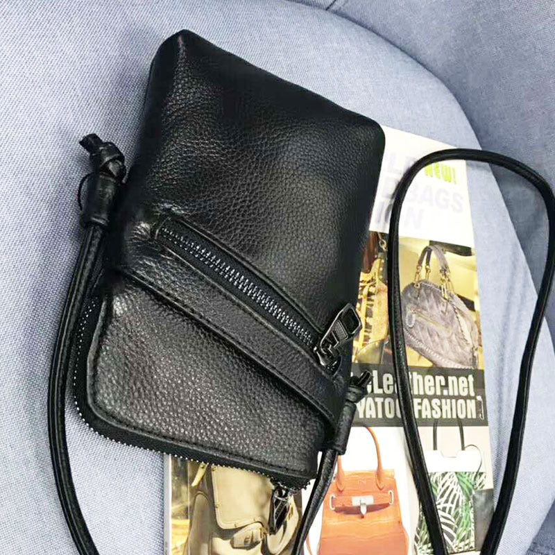 First Layer Cowhide Ladies Mobile Phone Bag