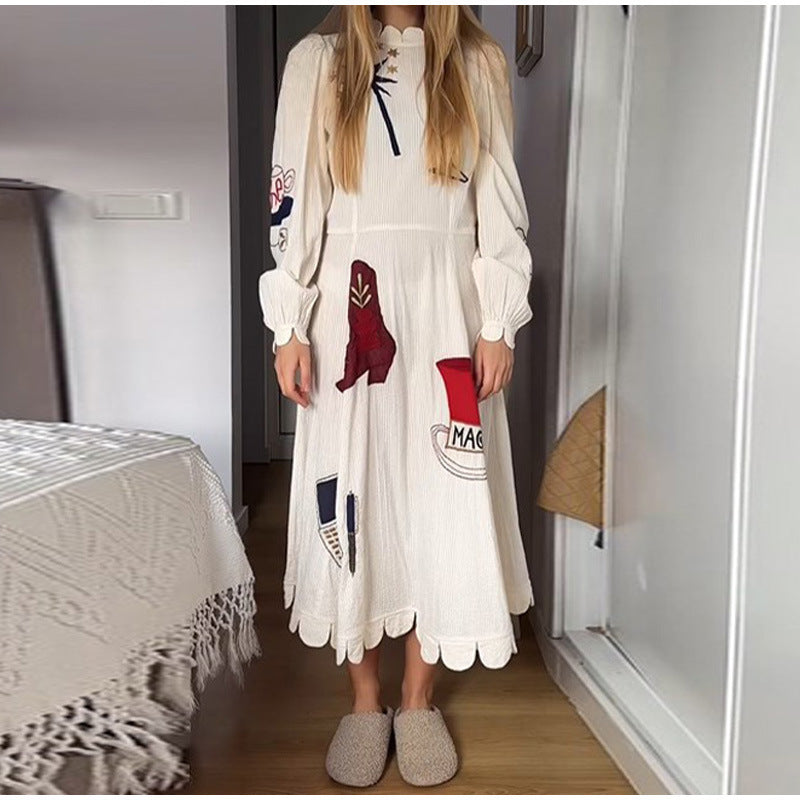 Robe imprimée à moitié col roulé de style bohème à la mode