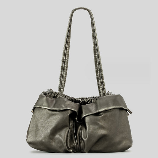 Sac à bandoulière multi-poches en cuir souple polyvalent de grande capacité pour femme